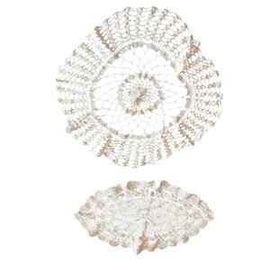 Set of Two- White- Crochet Knit Doilies- Table coverings- cottage Grandmas